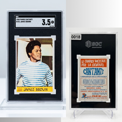 1968 Panini Cantanti James Brown بطاقة المبتدئ RC #151 SGC 3.5 VG+ Godfather Soul