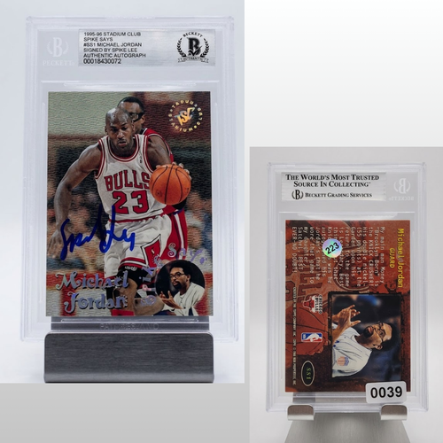 1995-96 Stadium Club Michael Jordan #SS1 Spike Says Spike Lee Signed Auto BGS