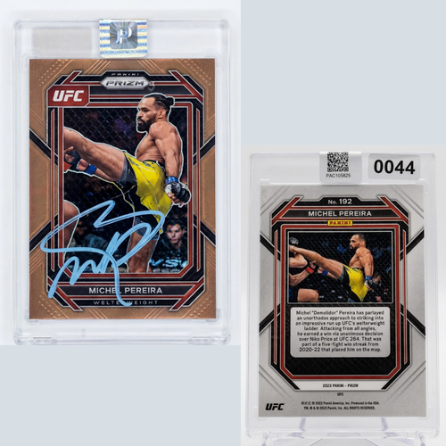 2023 Panini Prizm UFC Michel Pereira #192 Champion Signatures Bronze Parallel