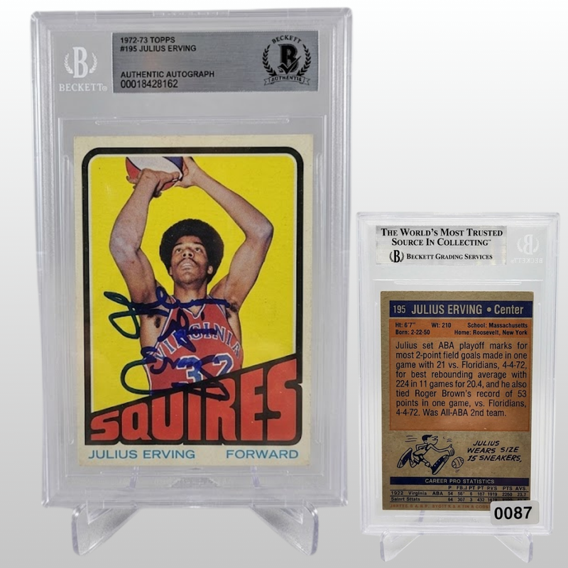 Julius Erving Topps Squires Auto Card 195 Basketball Legend Auth Card