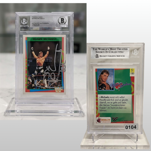 1994 Merlin WWF Shawn Michaels #51 Beckett BGS توقيع أصلي HBK ألماني