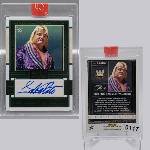 2024 Panini Three Count Greg Valentine Legendary Auto Green Parallel /5 #LA-GHV