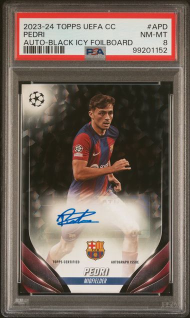 Pedri Topps Auto Black Icy Foilboard 10 Card PSA 8 Barcelona Prodigy