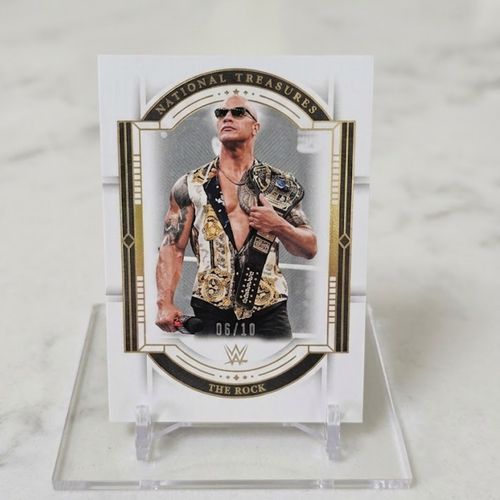 2024 Panini National Treasures WWE The Rock #51 Gold Parallel /10