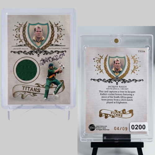 2024 Topps Cricket Legends Jacques Kallis Test Century Gold Auto 04/09 #TTC04
