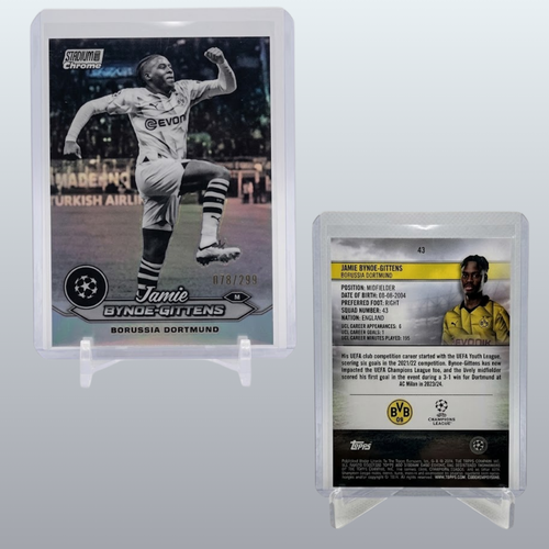 2023-24 Topps Stadium Club Chrome Bynoe-Gittens BLACK & WHITE /299 #43 Dortmund
