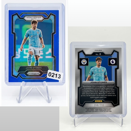 2023-24 Panini Prizm John Stones BLUE PRIZM /299 #8 Manchester City