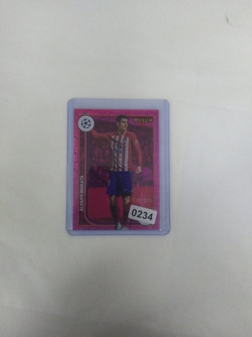2023-24 Topps Merlin Alvaro Morata PINK MOJO Refractor /275 #18 Atletico Madrid