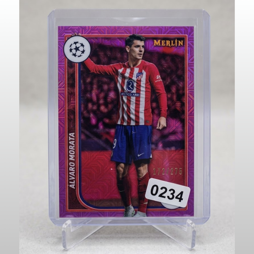 2023-24 Topps Merlin Alvaro Morata PINK MOJO Refractor /275 #18 Atletico Madrid