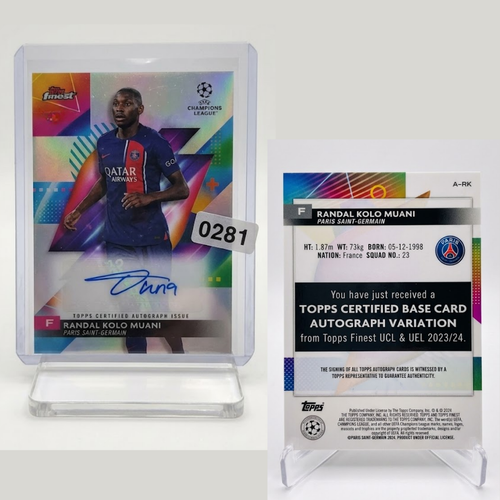 2023-24 Topps Finest Randal Kolo Muani GOLD REFRACTOR AUTO 50 #A-RK PSG