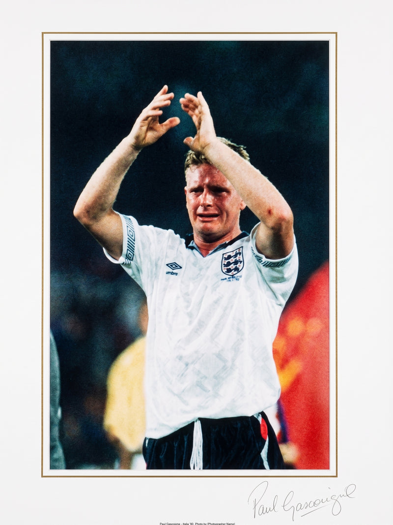 Paul Gascoigne Crying Signed Photo 16x12 Iconic Emotional England Legend