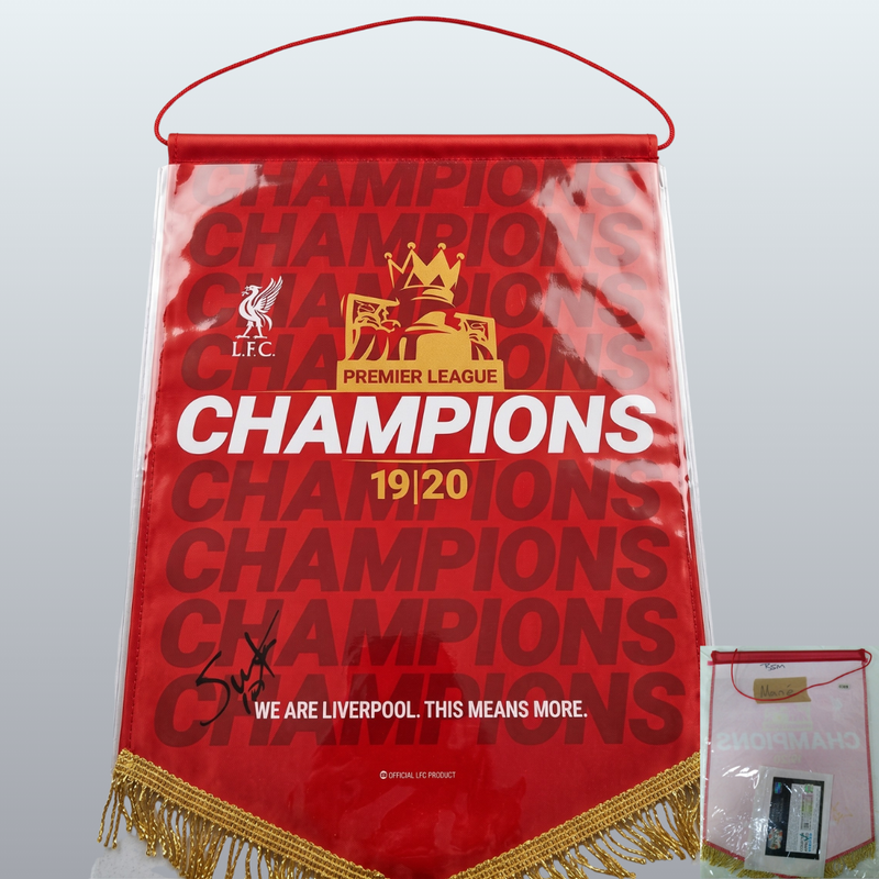 Sadio Mané Signed Liverpool 2019/20 Champions Pennant Title Winner Item