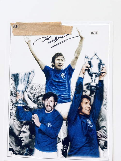 John Greig MBE Signed 16x12 Montage Ibrox Hero Greatest Ever Ranger