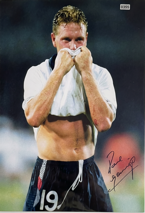 Paul Gascoigne Signed 16x12 Photo Italy 90 England Iconic Moment for Fans