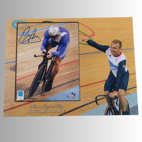 Chris Hoy Signed 10x8 Photo with 20x16 Mount Olympic Cycling Legend Artwork