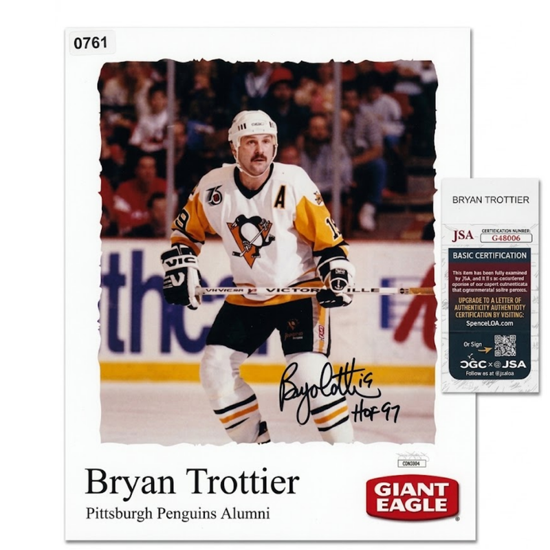 Bryan Trottier Signed Giant Eagle Poster Hockey Photos - With Frame