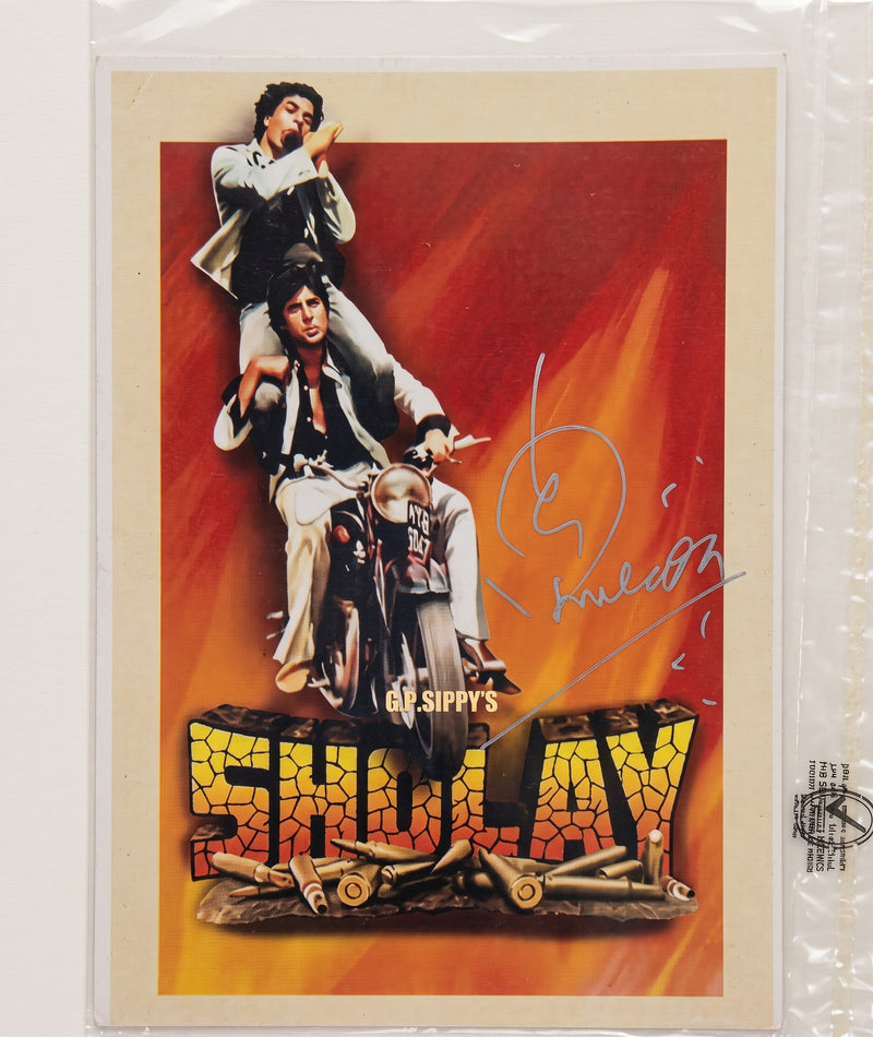 5x7 Original Autographed Photo Amitabh Bachchan Sholay Motorcycle Scene