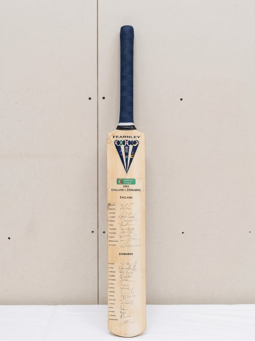 England vs Zimbabwe 2003 Test Series Signed Full Sized Cricket Bat Collectible