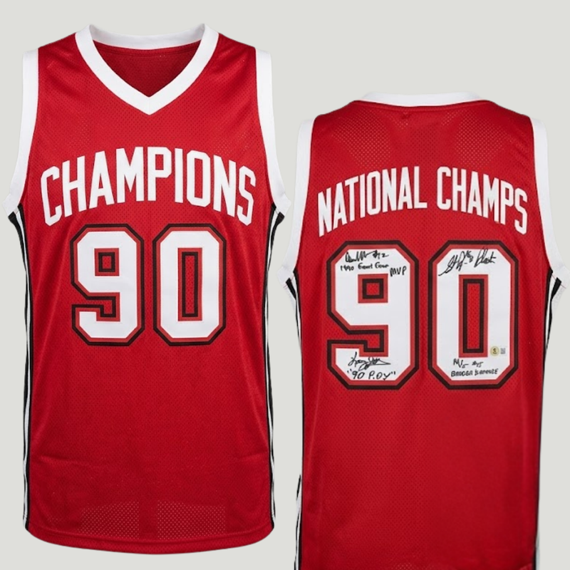1989 90 UNLV Team Signed Jersey Larry Johnson Stars Beckett Basketball