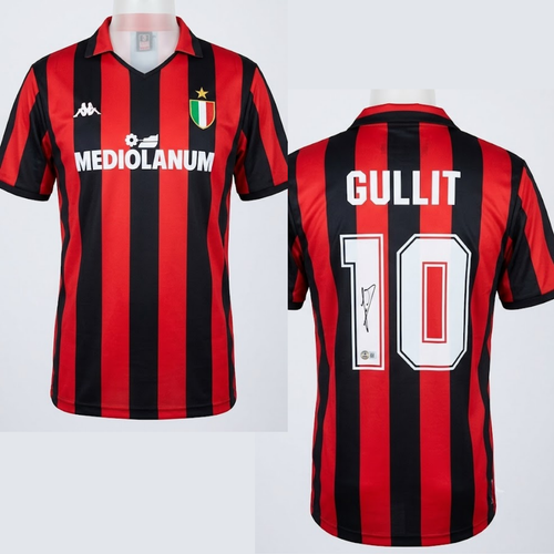 Ruud Gullit Signed AC Milan Adidas Jersey Beckett Dutch - With Frame
