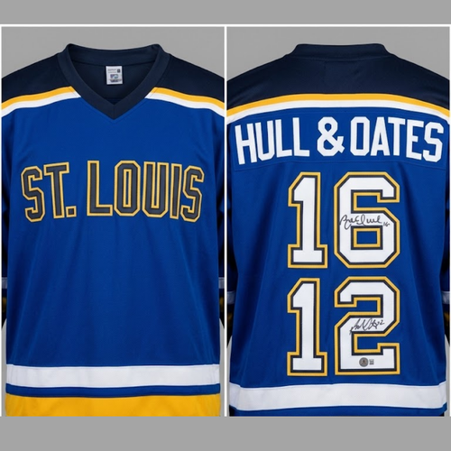 Brett Hull and Adam Oates Signed Jersey Beckett Certified NHL Greats