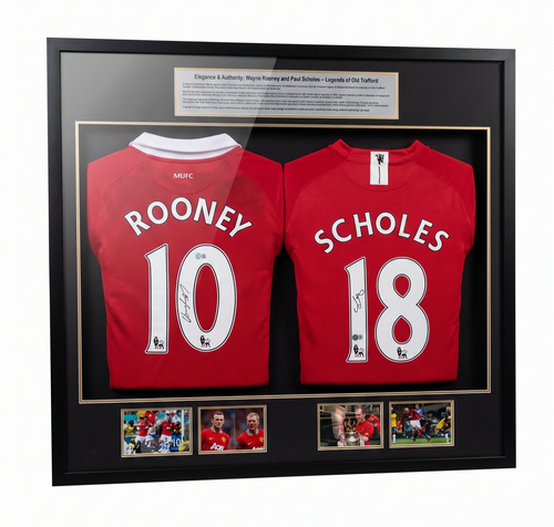 Rooney Scholes Signed Nike Jerseys Beckett Certified - With Frame