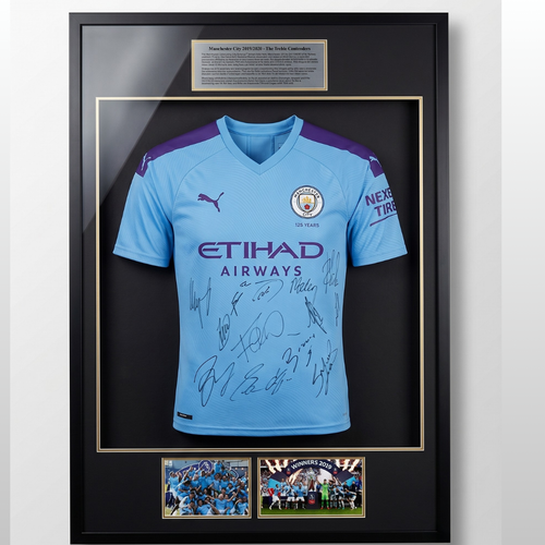 Manchester City Signed Jersey 2019 20 PremierLeague Glory - With Frame