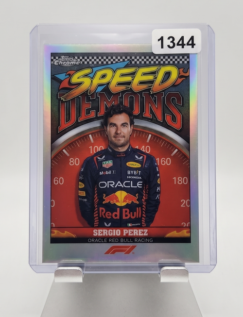 2023 Topps Chrome F1 Sergio Perez Speed Demons Refractor Insert Card #SD-SP