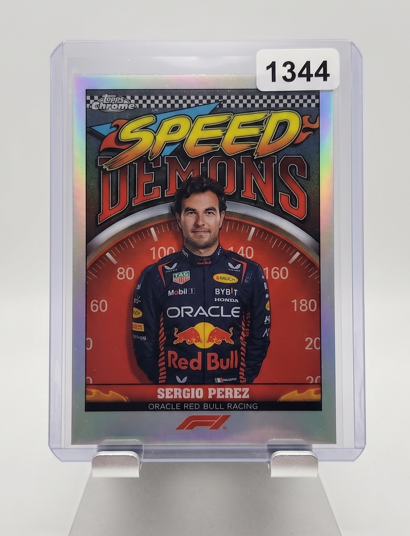 2023 Topps Chrome F1 Sergio Perez Speed Demons Refractor Insert Card #SD-SP