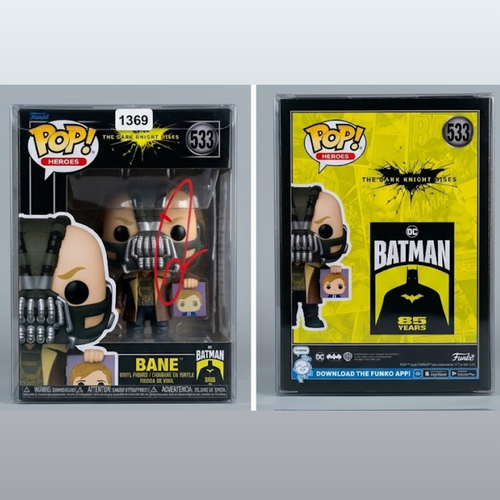 Tom Hardy Signed Bane 533 Funko Pop TDKR Holding Batman Mask Autograph COA