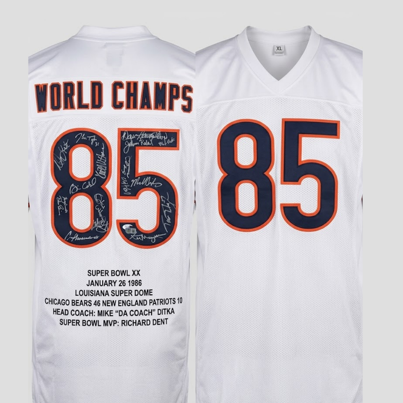 1985 Chicago Bears Super Bowl XX Jersey Signed by 18 Players JSA Beckett