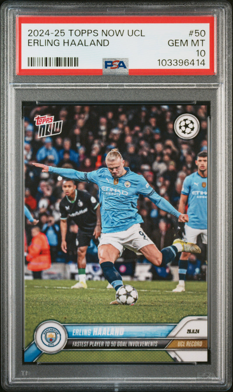 Erling Haaland2024 25 ToppsNow UEFA Club Competitions 50 PSA10 Soccer