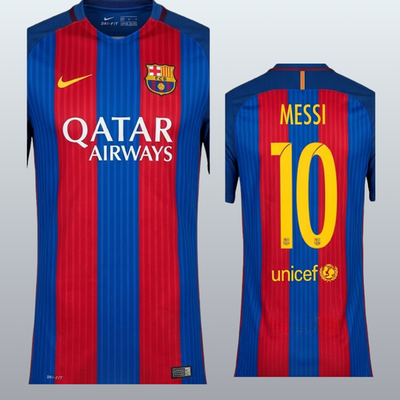Messi Authenticated Signed Jersey FCB Blue Red Soccer - With Frame