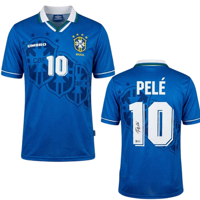 Pele Authenticated Signed Jersey CBF Brazil Blue Jersey Collectible