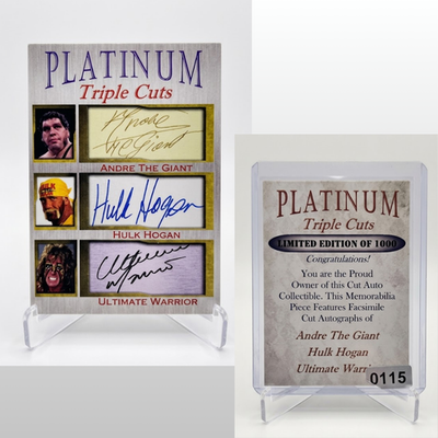 Hulk Hogan Ultimate Warrior Andre Giant Platinum Facsimile Auto 1000