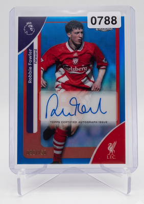 Topps Chrome Premier League EPL Robbie Fowler Blue Refractor 150 Auto