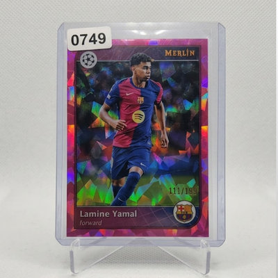 Merlin UEFA Lamine Yamal Pink Refractor Serial 199 FC Barcelona Card