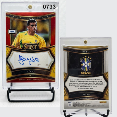 Lucio 2024 25 Panini Select FIFA Signatures Auto Red Yellow Prizm Card