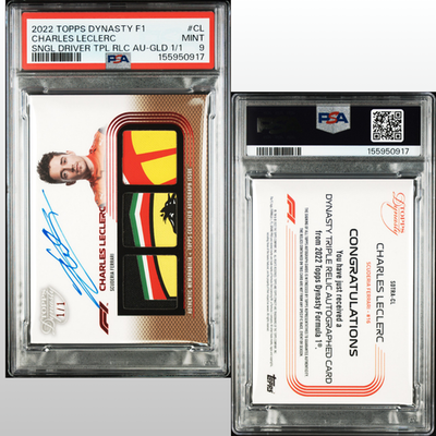2022 topps f1 charles leclerc triple relic autograph one of one psa9