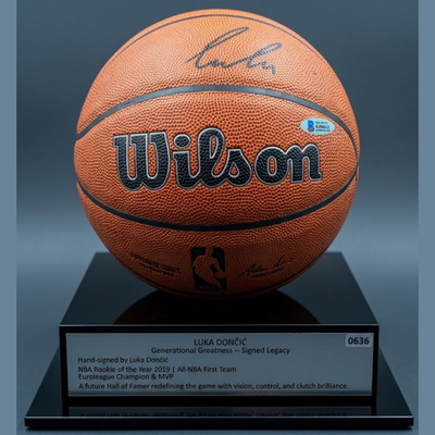 Luka Doni Signed Basketball Beckett Global Superstar MVP - With Frame