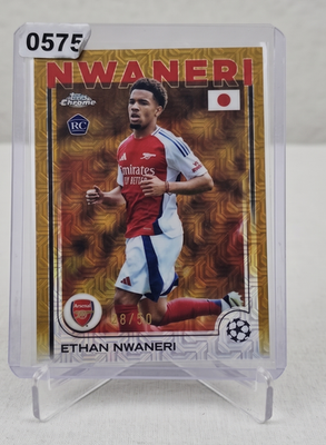 Ethan Nwaneri 2024 Topps Chrome Japan Edition Gold Mojo Rookie Card 50