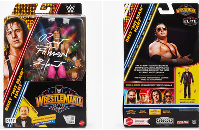 Bret Hitman Hart Signed WWE WrestleMania Action Figure Fanatics Brand