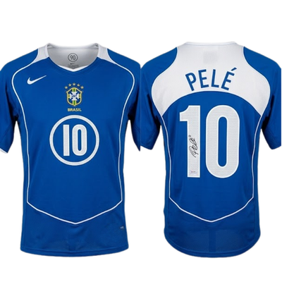 Pele Authenticated Signed Jersey CBF Brazil Blue Soccer Jerseys Rare