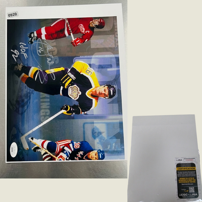 Marcel Dionne Montage Signed Poster JSA Hockey Photos - With Frame