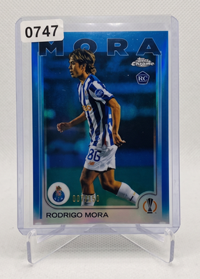 Rodrigo Mora 2024 25 Topps Chrome UCC Blue Lava Refractor RC 137 Card
