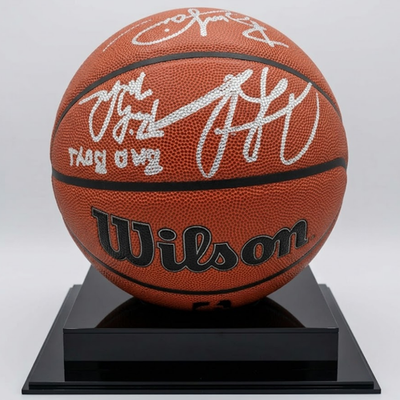 Detroit Pistons Bad Boys Signed Ball Rodman Laimbeer - With Frame