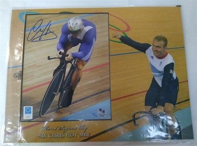 Chris Hoy Signed 10x8 Photo with 20x16 Mount Olympic Cycling Legend Artwork