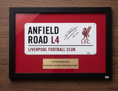Jurgen Klopp Signed YNWA Sign Auth Anfield PL Champions - With Frame