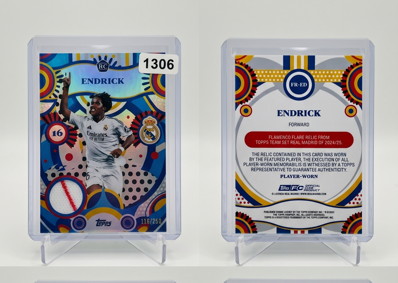 Endrick 2024-25 Topps Real Madrid Flamenco Flare Relic Blue /250 RC #FR-ED