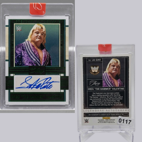 2024 Panini Three Count Greg Valentine Legendary Auto Green Parallel /5 #LA-GHV